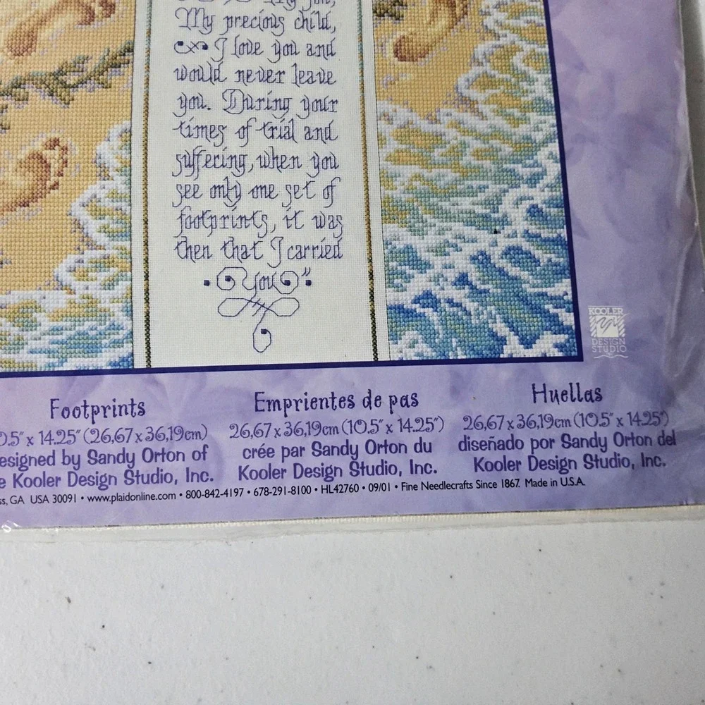 Bucilla Footprints‎ Counted Cross Stitch Kit Religious Verse Beach Seashell